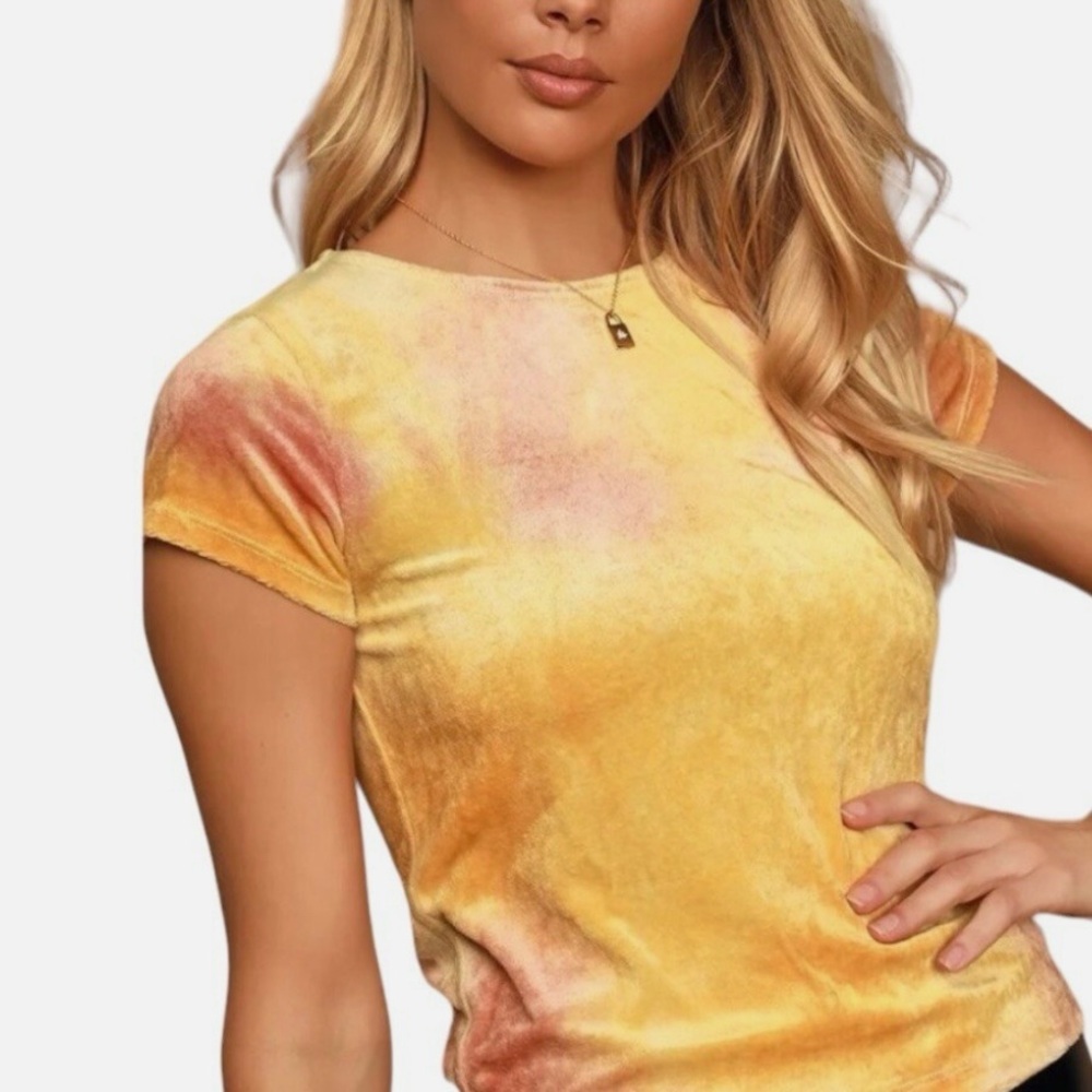 Free People Bright Eyes Sunshine Combo Velvet Shirt